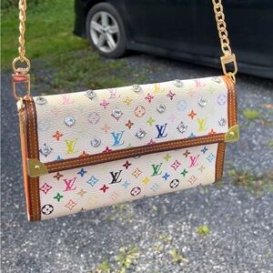Revamped Authentic Louis Vuitton Multicolor Monogram Murakami wallet/ crossbody